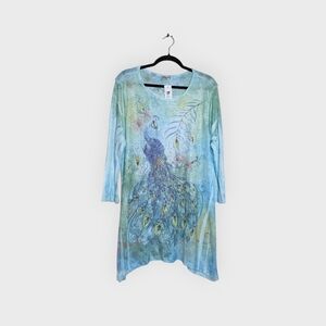 NWT Studio Gem XL Tunic Peacock Handkerchief Hem